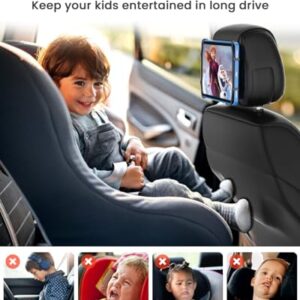 WONNIE Tablet Holder for Car, Upgraded iPad Holder for Car Back Seat Headrest Mount Holder for Kids with Anti-Slip Strap,Silicone Holding Net/Fits All 7-12.9'' Tablets