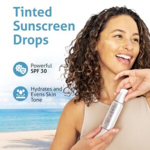 Tinted Drops - SPF 30 F/L Facial Mineral Moisturizer Sunscreen. Broad Spectrum, Vegan, Natural, and Sustainable. 2 oz