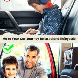 WONNIE Tablet Holder for Car, Upgraded iPad Holder for Car Back Seat Headrest Mount Holder for Kids with Anti-Slip Strap,Silicone Holding Net/Fits All 7-12.9'' Tablets