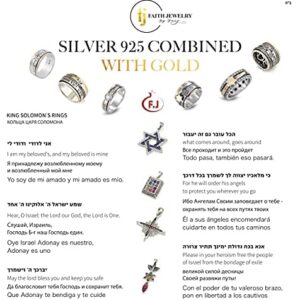 925 Sterling Silver 9k Gold Spinning Ring Jewish Blessing Eshet Chayil Mi Yimtsa A Woman Of Valour Who Can Find 0.31" Bible Blessings Rare Jewish Israel Gifts Hebrew Kabbalah Handmade Jewelry Unique