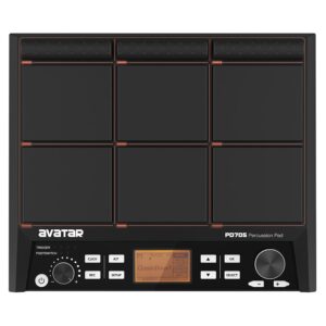 hxw pd705 percussion sample pad 9 trigger sampling multipad portable travel electric drum pad with built-in 592 sounds, support usb/midi in out/aux