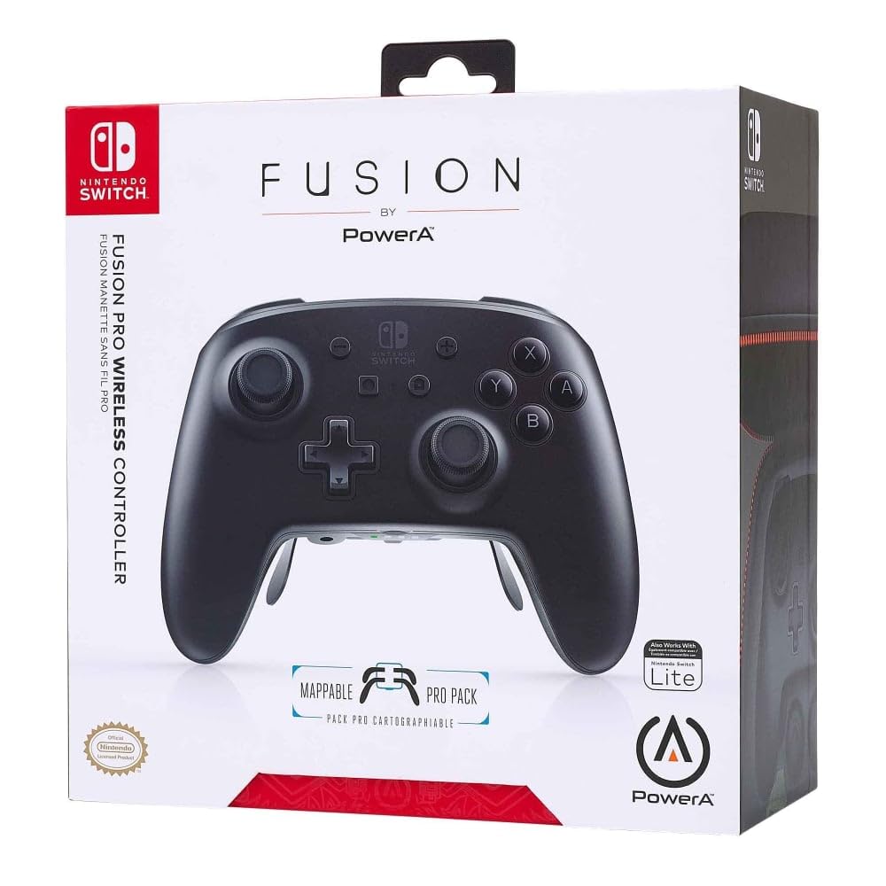 PowerA Fusion Pro Wireless Gamepad for Nintendo Switch - White/Black, Bluetooth, 900mAh Battery, 4 Mappable Paddles, 4 Thumbsticks, Custom Storage Case