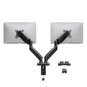 MOUNTUP Dual Monitor Mount for 17-32’’ Monitors, Double Monitor Arm Desk Mount Holds 4.4-17.6 lbs, Adjustable Computer Monitor Stand, 100x100/75x75mm VESA Mount, C Clamp/Grommet Base for 2 Screens