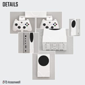 Hosanwell Xbox Series S Wall Mount, Xbox Series S Wall Mount Kit, with Detachable Controller Holder & Headphone Hanger Heat Dissipation (NOT for Xbox ONE S)