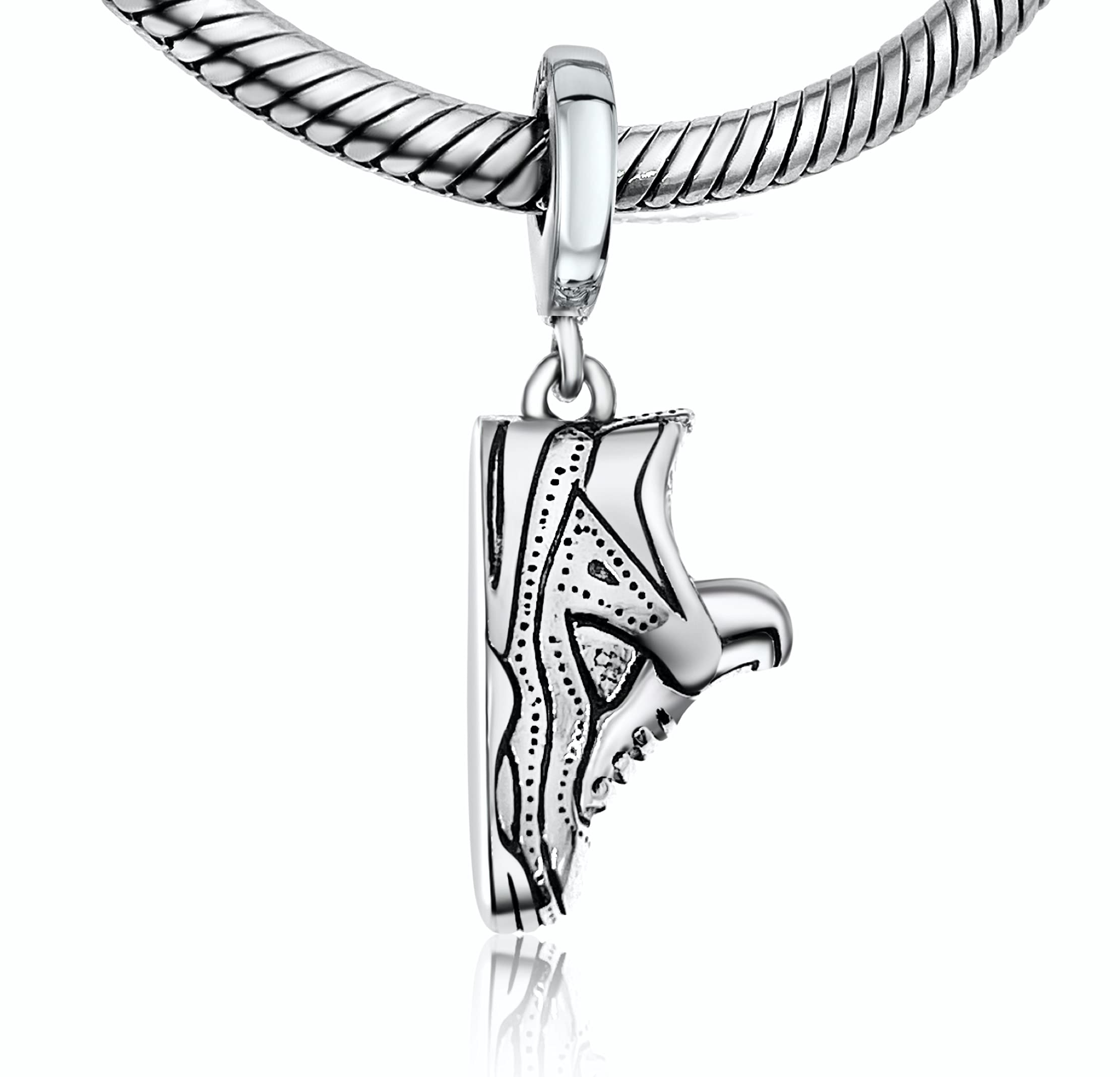 Bolenvi Runner Marathon Sneaker llector 925 erling Silver Pendant Charm Bead For Pandora & Similar Charm Bracelets or Necklaces