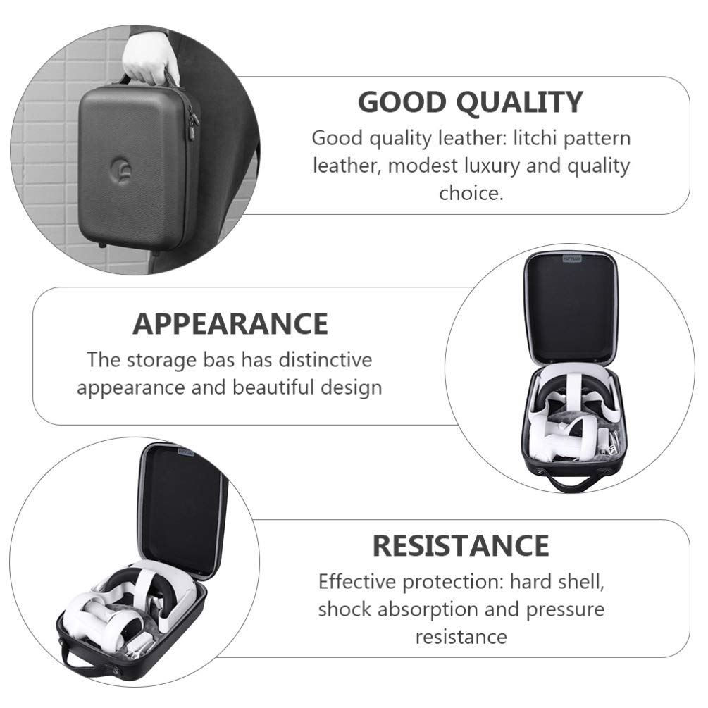 Milisten Vr Glasses Handbag Portable Storage Bag Leather Glasses Bag Carrying Bag Zipper Case Portable Vr Headset Bag Vr Glasses Bag Vr Glasses Protective Case Vr Headset Case Handheld Case