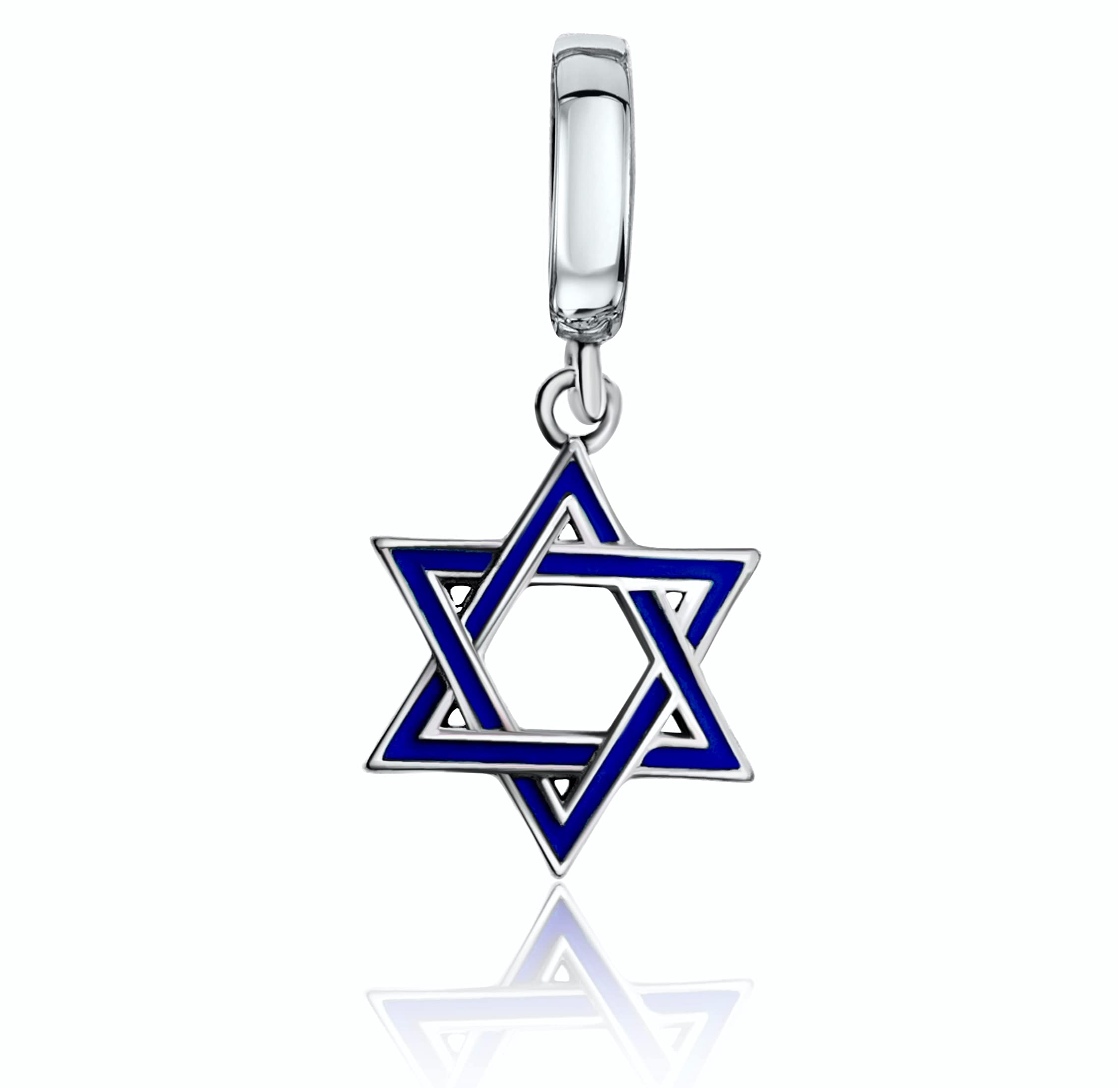 Star of David Blue Jewish Symbol 925 erling Silver Pendant Charm Bead For Pandora & Similar Charm Bracelets or Necklaces