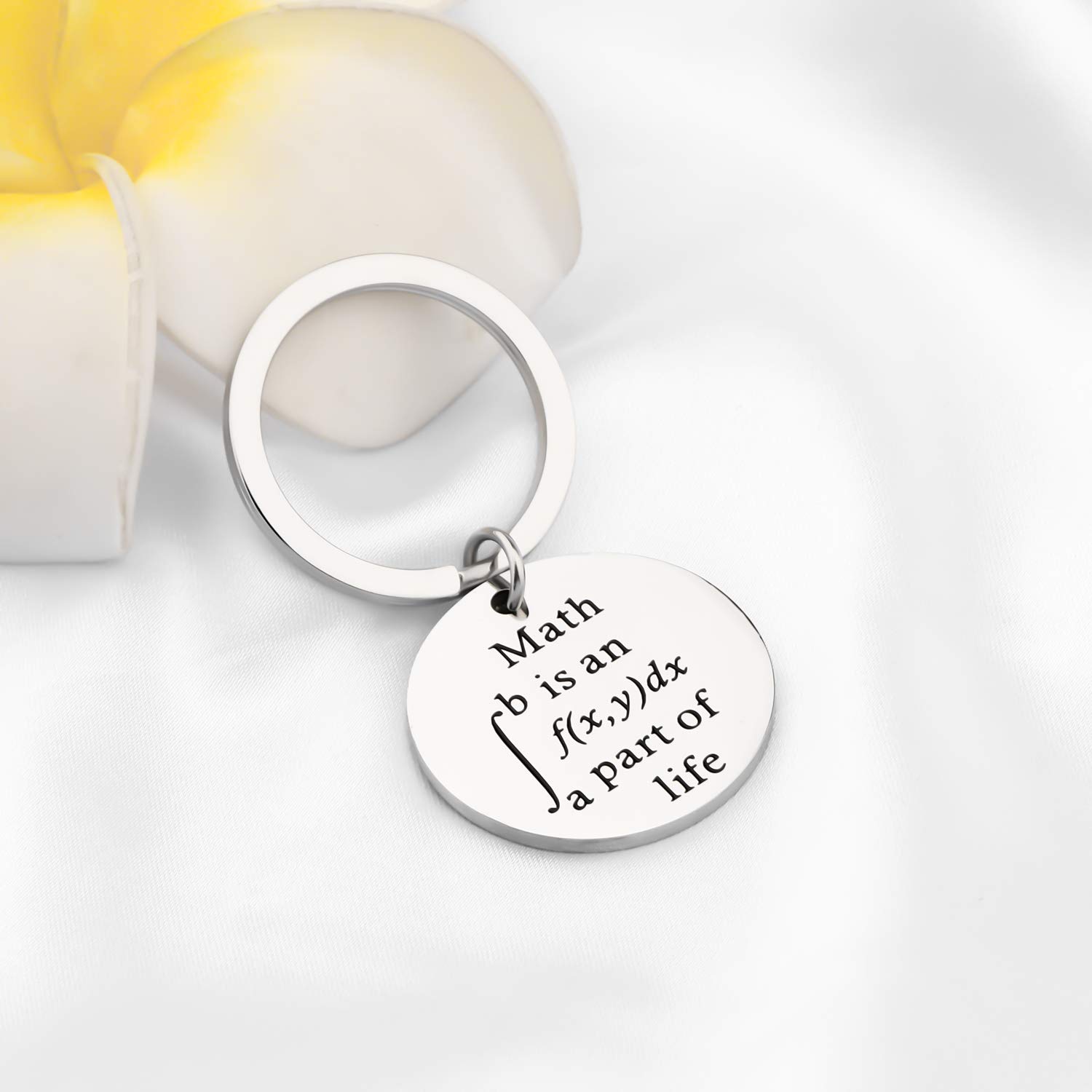 Gzrlyf Math is an Integral Part of Life Funny Math Keychain Math Teacher Gifts Math Geek Gifts Math Student Gifts (Round Keychain)