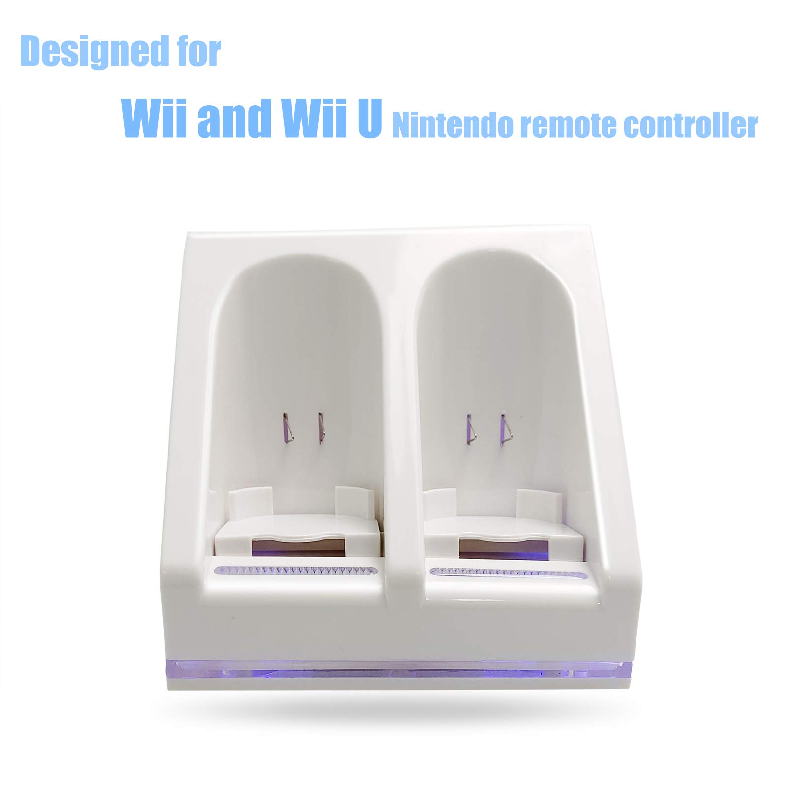 Rechargeable Battery Packs with Charger for Wii & Wii U Remote Controller,Montion Plus Controller(Dual Remote Charging Station Dock + 2 Pack 2800mAh Wii Replacement Batteries + USB Cable)