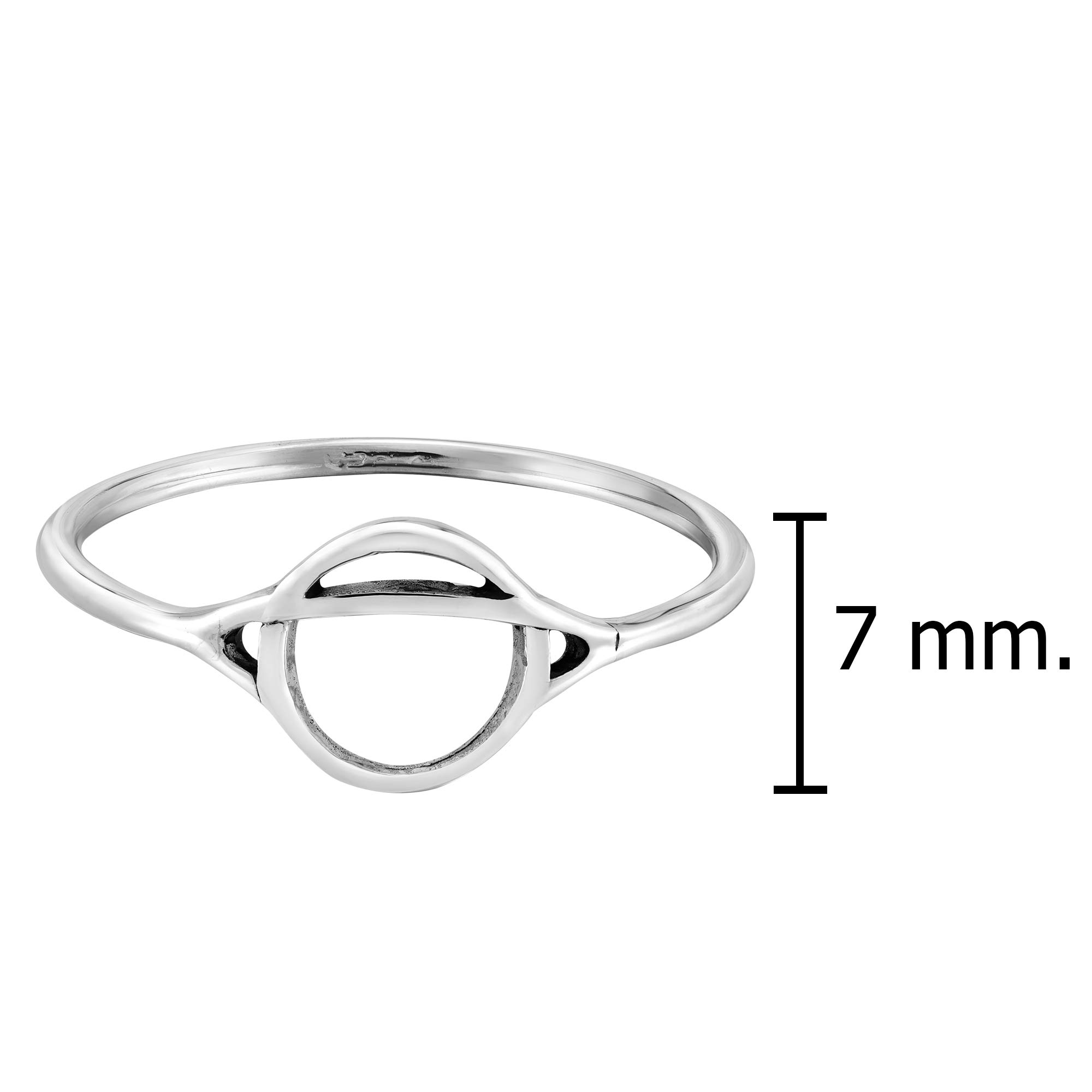 AeraVida Space-Chic Galaxy Planet Saturn .925 Sterling Silver Band Ring | Minimalist Planet Silver Ring for Women | Adorable Anniversary Jewelry Gift | Size (8)