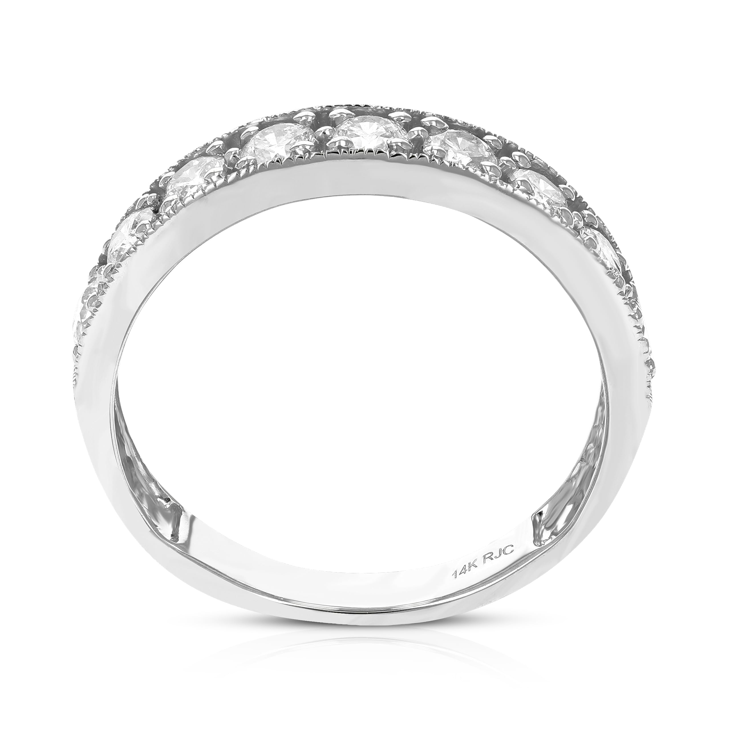 VIR JEWELS 1 cttw Diamond Wedding Band For Women, Milgrain Diamond Wedding Band in 14K White Gold Prong Set, Size 9.5