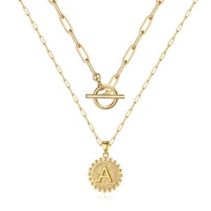 m mooham gold necklace for women gifts - 14k gold necklace set initial necklace gold necklace non tarnish gold necklaces for women gold jewelry for women layered gold necklace