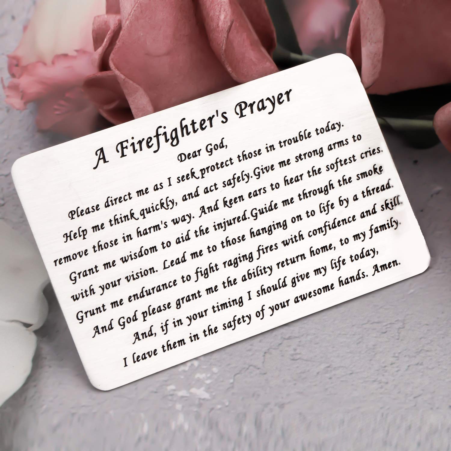 WSNANG Firefighter's Prayer Metal Wallet Insert Card Military Jewelry Gifts for Firefighter Hero Fireman Graduation Gift (Firefighter's Prayer WC)