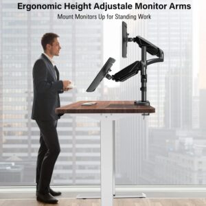 MOUNTUP Dual Monitor Stand, Height Adjustable Monitor Desk Mount, Gas Spring Monitor Arm for Two 17-32 Inch Screens, with C Clamp/Grommet Mounting Base, Holds 4.4-17.6 lbs per Arm, Max VESA 100x100mm