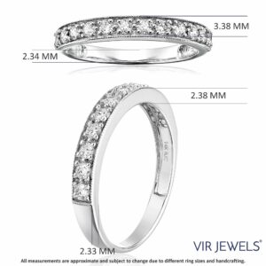 VIR JEWELS 1 cttw Diamond Wedding Band For Women, Milgrain Diamond Wedding Band in 14K White Gold Prong Set, Size 9.5