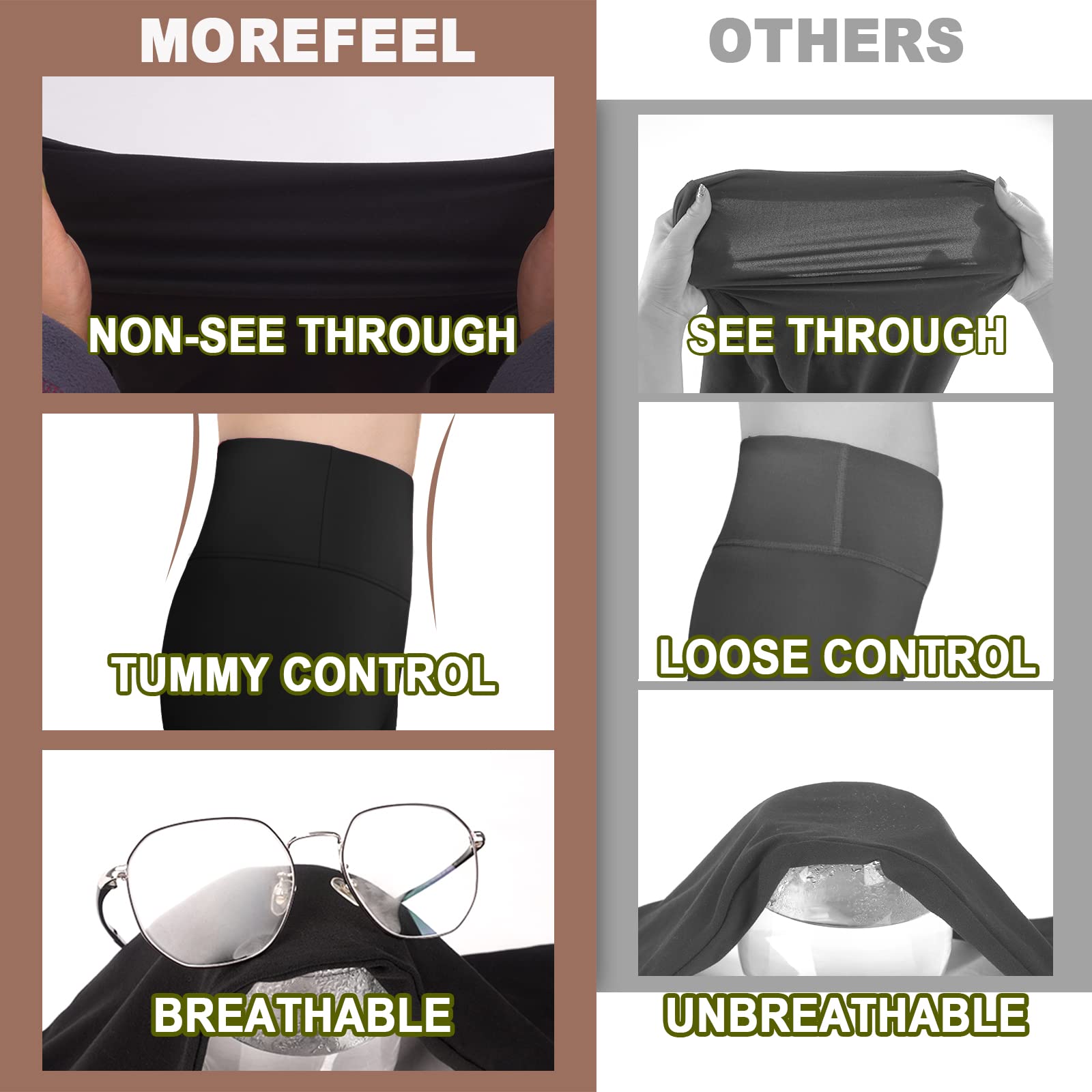 MOREFEEL 3 Pack Buttery Soft Biker Shorts for Women – 8" High Waist Tummy Control Workout Yoga Running Gym Athletic Shorts