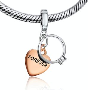 forever ring engagement wedding just married 925 sterling silver pendant charm bead for pandora & similar charm bracelets or necklaces