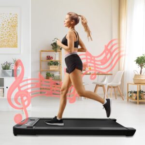 home office portable fitness walking jogging treadmill with remote control, led display & bluetooth speaker (without handles)