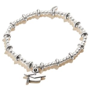 Alex and Ani Connections Stretch Bracelet for Women, Class of 2021, Rafaelian Silver Finish, 3.5 to 4.5 in