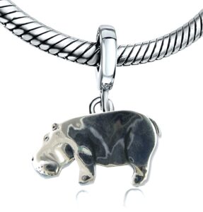 bolenvi hippo hippopotamus africa 925 sterling silver pendant charm bead for pandora & similar charm bracelets or necklaces