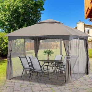 MASTERCANOPY Outdoor Patio Gazebo for Garden with Upgrade Steel Frame and Netting Walls (10x10,Gray)