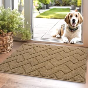 hicorfe indoor doormat,front back door mat rubber backing non slip door mats 20"x31.5" absorbent resist dirt entrance doormat inside floor mats for entryway washable low-profile (brown)