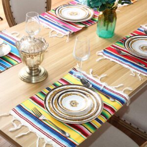 10 Pieces Mexican Table Place Mats Assorted Mexican Serape Placemats Washable Table Mats for Cinco de Mayo Mexican Fiesta Party Wedding Decorations, 18.1 x 12.6 Inch