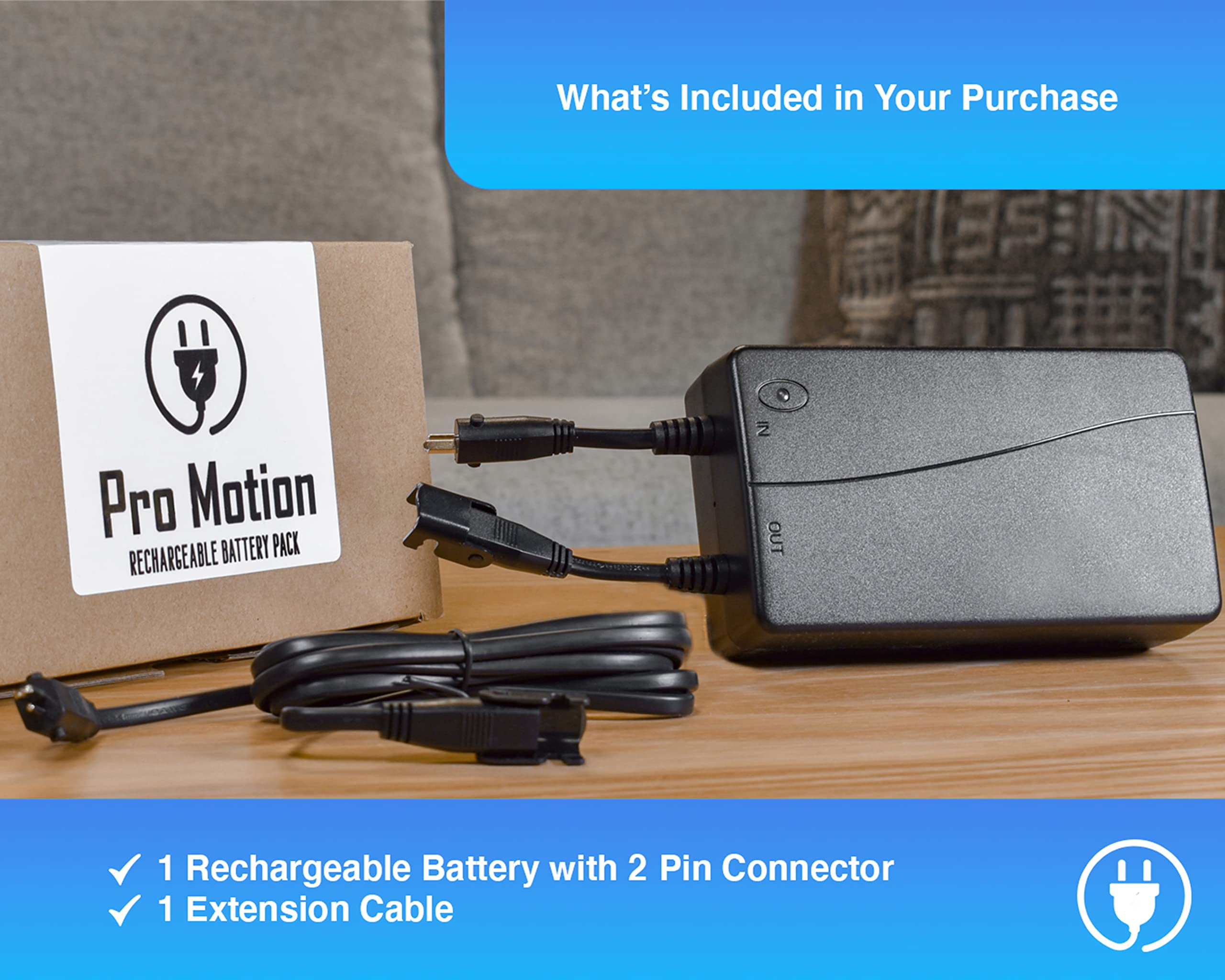 Pro Motion Rechargeable Battery Pack for Power Reclining Furniture. Universal Design for Electric Recliners, Sofas, Loveseats, Chairs and Couches