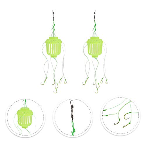 BESPORTBLE 2pcs Fluorescent Explosion Hook Lure Cage Carp Feeder Trap Fishing Hook Bait Feeder Trap Cage Fishing Bait Basket Lure Trap Hook Fishing Bait Hook Carp Fishing Feeder Bait Trap