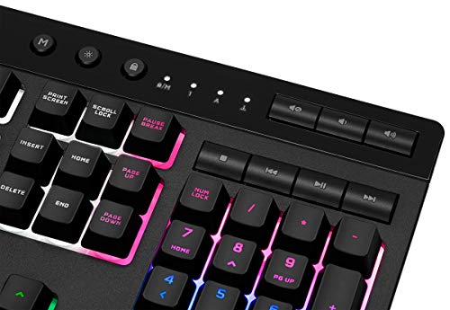 Corsair K55 RGB PRO XT - Dynamic Per-Key RGB Backlighting - Six Macro Keys with Elgato Stream Deck Software Integration-IP42 Dust and Spill-Resistant-Detachable Palm Rest-Media and Volume Keys-Black