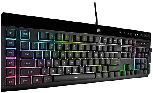 Corsair K55 RGB PRO XT - Dynamic Per-Key RGB Backlighting - Six Macro Keys with Elgato Stream Deck Software Integration-IP42 Dust and Spill-Resistant-Detachable Palm Rest-Media and Volume Keys-Black