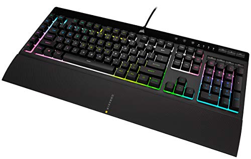 Corsair K55 RGB PRO XT - Dynamic Per-Key RGB Backlighting - Six Macro Keys with Elgato Stream Deck Software Integration-IP42 Dust and Spill-Resistant-Detachable Palm Rest-Media and Volume Keys-Black