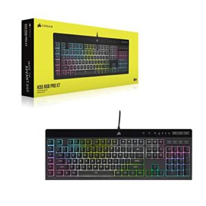 Corsair K55 RGB PRO XT - Dynamic Per-Key RGB Backlighting - Six Macro Keys with Elgato Stream Deck Software Integration-IP42 Dust and Spill-Resistant-Detachable Palm Rest-Media and Volume Keys-Black