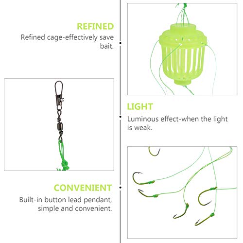 BESPORTBLE 2pcs Fluorescent Explosion Hook Lure Cage Carp Feeder Trap Fishing Hook Bait Feeder Trap Cage Fishing Bait Basket Lure Trap Hook Fishing Bait Hook Carp Fishing Feeder Bait Trap