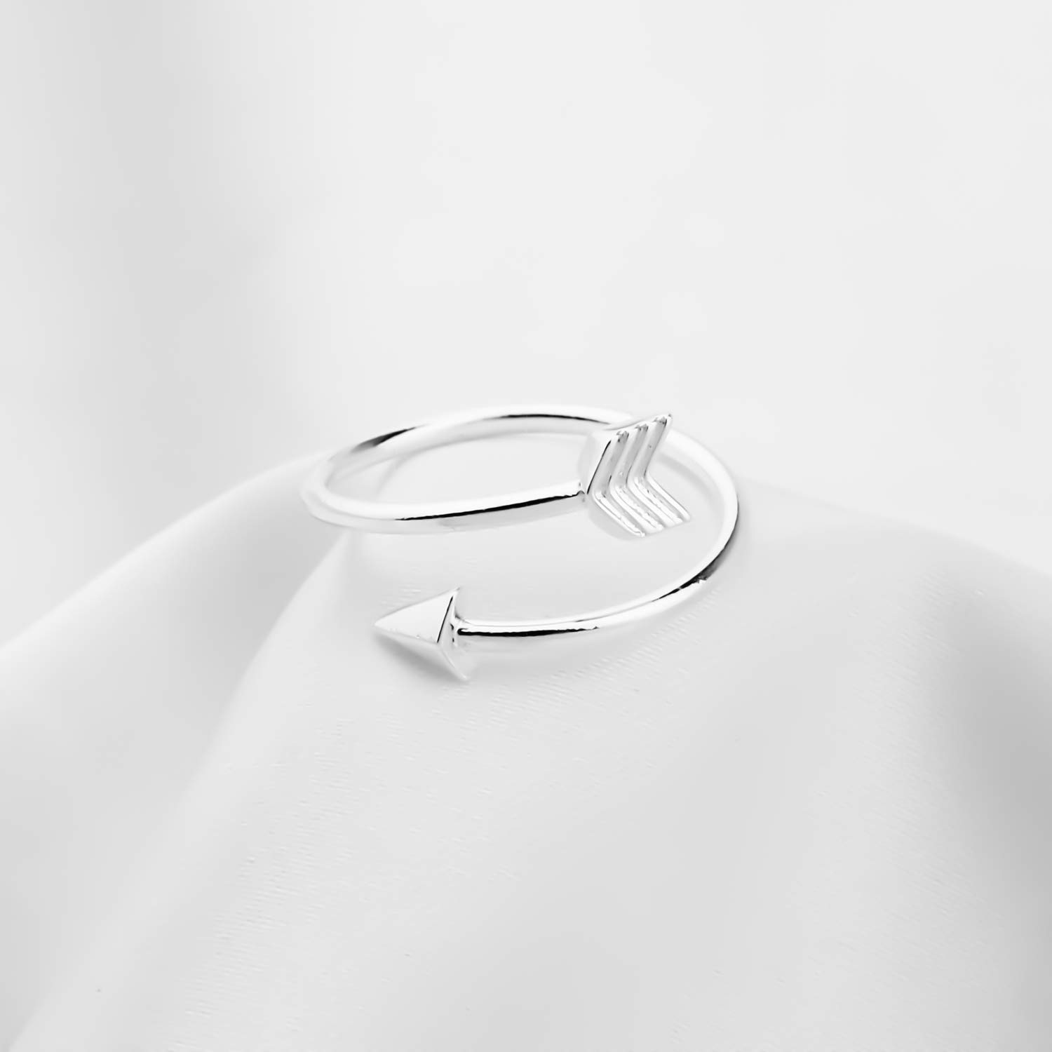 HOLLP Silver Classic Love Sideways Arrow Open Ring Friendship Jewelry Valentine's Day gift for Women(Arrow Ring)