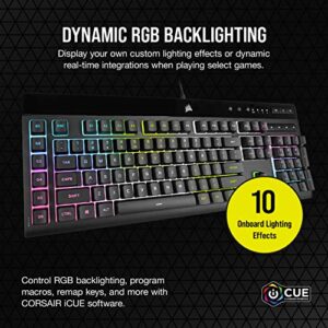 Corsair K55 RGB PRO XT - Dynamic Per-Key RGB Backlighting - Six Macro Keys with Elgato Stream Deck Software Integration-IP42 Dust and Spill-Resistant-Detachable Palm Rest-Media and Volume Keys-Black