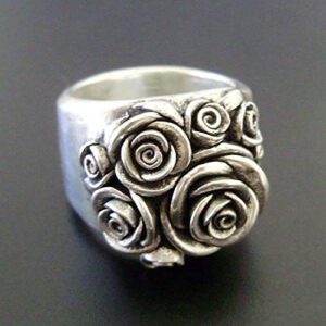 gixaxak fashion retro vintage classic 3d finely carved rose flower promise statement anniversary ring for women 8