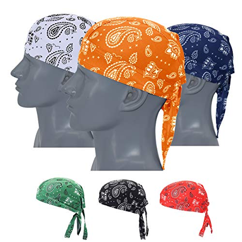 Doo Rag Bicycle Skull Caps Helmet Liner Cooling Hat Cap Summer Sweat Wicking Beanie Hat for Women/Men (Paisley-6, one Size)