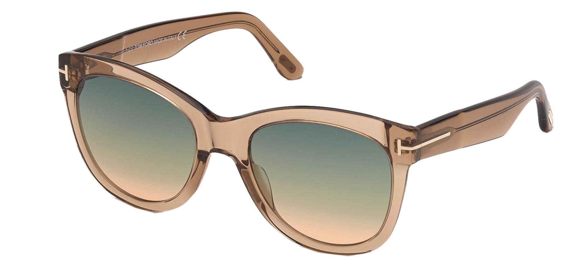 Tom Ford WALLACE FT 0870 Shiny Light Brown/Green Shaded 54/20/140 women Sunglasses