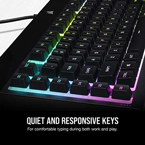 Corsair K55 RGB PRO XT - Dynamic Per-Key RGB Backlighting - Six Macro Keys with Elgato Stream Deck Software Integration-IP42 Dust and Spill-Resistant-Detachable Palm Rest-Media and Volume Keys-Black