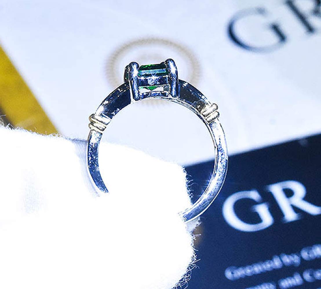 Cuteshop Elegant Women 14k White Gold Filled Sterling Silver Square Cut Emerald Gemstone Birthstone CZ Crystal Wedding Bridal Band Ring Size 6-10 (7)