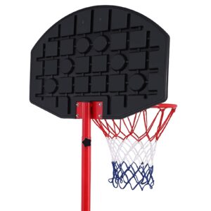 Movable Portable Basketball Hoop Mini Basketball Hoop System for Youth, Height Adjustable(5.25-7.4 ft) Basketball Hoop Indoor Outdoor Basketball Hoop,Gift for Youth Black/Red