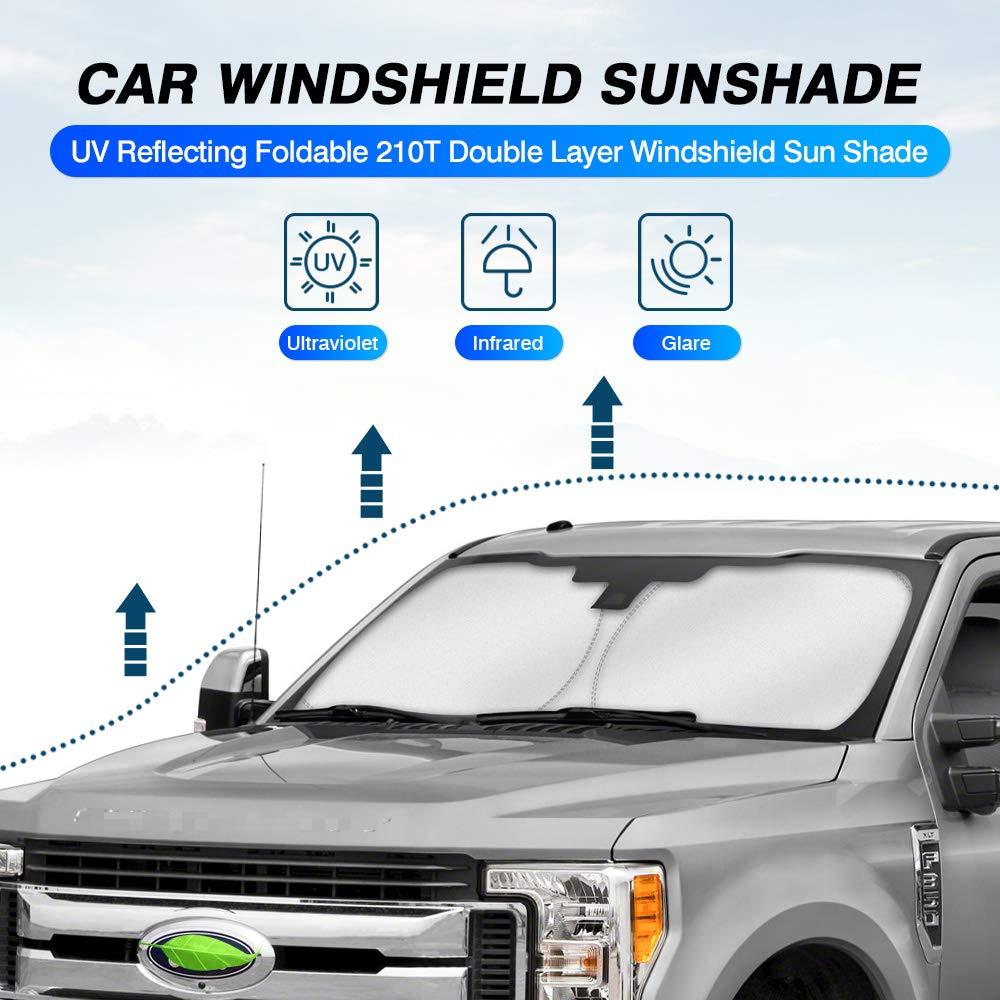 KUST Custom Fit Sunshade for 2017-2022 Ford Super Duty F250 F350 F450 F550 Window Shade Windshield Foldable Heat Shield Blocks UV Rays Keep Your Car Cooler