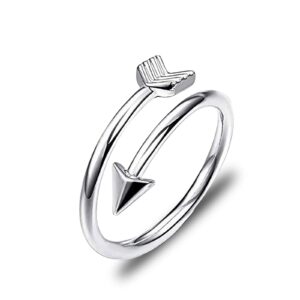 hollp silver classic love sideways arrow open ring friendship jewelry valentine's day gift for women(arrow ring)