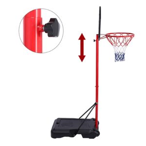 Movable Portable Basketball Hoop Mini Basketball Hoop System for Youth, Height Adjustable(5.25-7.4 ft) Basketball Hoop Indoor Outdoor Basketball Hoop,Gift for Youth Black/Red