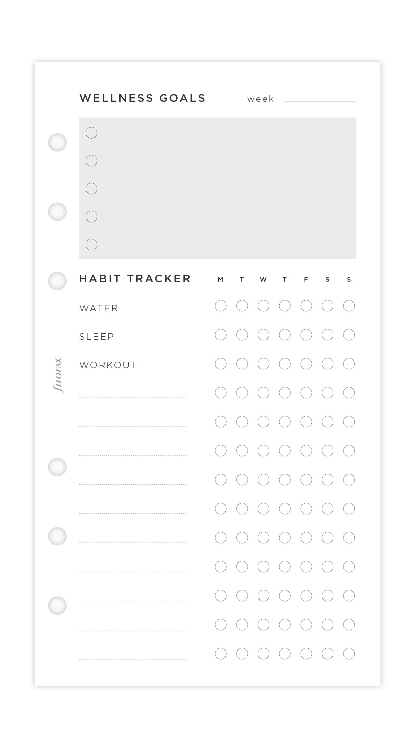 Filofax Personal Wellness Trackers Refill, 132688