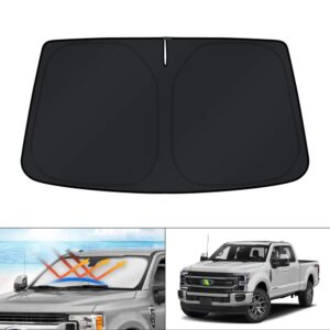 KUST Custom Fit Sunshade for 2017-2022 Ford Super Duty F250 F350 F450 F550 Window Shade Windshield Foldable Heat Shield Blocks UV Rays Keep Your Car Cooler