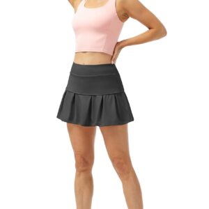 icyzone Pleated Tennis Skirts for Women with Pockets Shorts, Athletic Running Workout Golf Skorts (Black, Small)