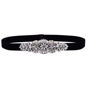 ulapan rhinestone black elastic belts for women interlocking stretch belt(s394)