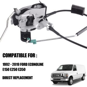 Unikpas Door Latch Assembly w/Cable & Rod Compatible for Ford E150 E250 E350 Van 1992-2019 Rear Right Side Replace Door Lock Latch Actuator AC2Z15431A02A 6C2Z-15431A02-AA